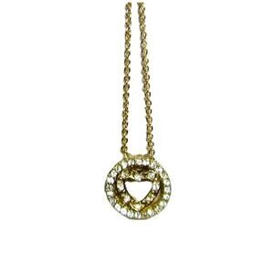 Avon Women’s Rhinestone Heart Pendant on 17-Inch Gold Tone Link Chain Gift Box